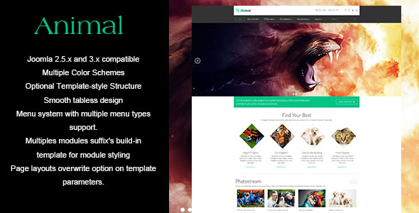 VT_Animal 企业首页 Joomla 模板主题