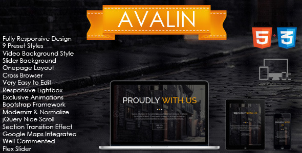 jQuery 自适应 Avalin 单页 HTML5模板