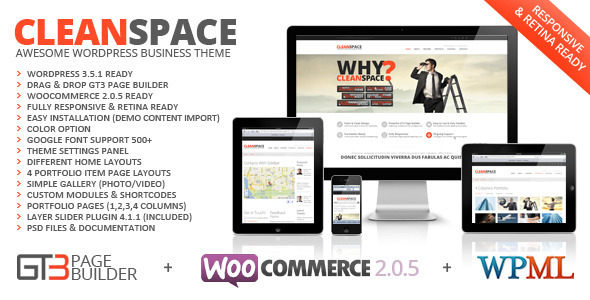 CleanSpace 企业商业模板 WordPress主题