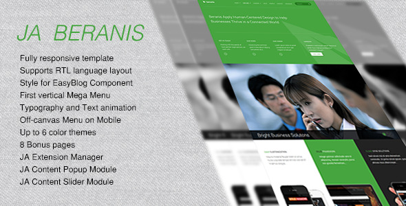 JA Beranis 商务 Joomla模板自适应主题