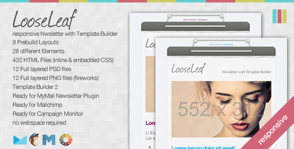 自适应 Loose Leaf 电子邮件 HTML5模板