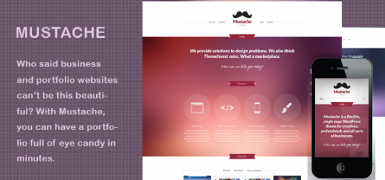 Mustache 作品展示/商务 WordPress主题模板