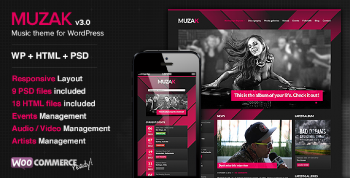 Muzak - Music WordPress theme