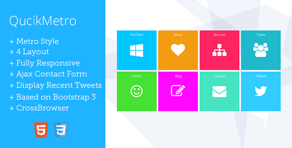 扁平化 QuickMetro Metro风格 HTML5静态网站模板