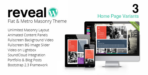 Reveal 扁平Metro风格 WordPress主题