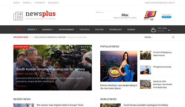 响应式 Newsplus 杂志新闻门户 Joomla模板主题
