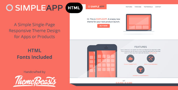 自适应 SimpleApp App着陆页 HTML5模版