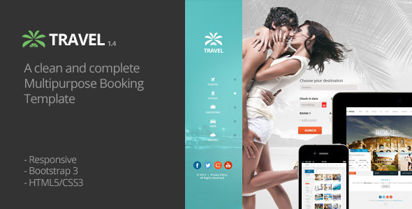 自适应 Travel Agency 旅游线路酒店预订 HTML5模板