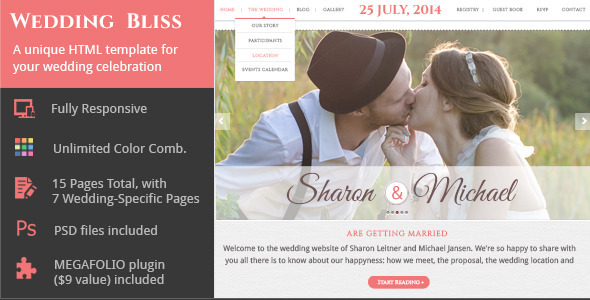 Wedding Bliss - 婚庆公司静态网站HTML5模板