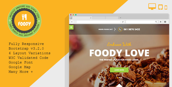 Foody v1.3.0餐厅自适应HTML5模板