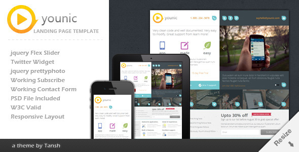 自适应 Younic 着陆页面 HTML/CSS静态网站模板主题