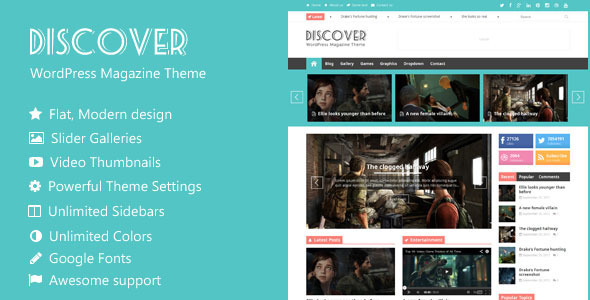 Discover 响应/扁平/杂志 WordPress主题[更新至v1.9]