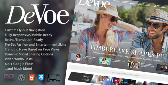 DeVoe 时尚新闻杂志 WordPress主题 [ 更新至 v1.0.3 ]