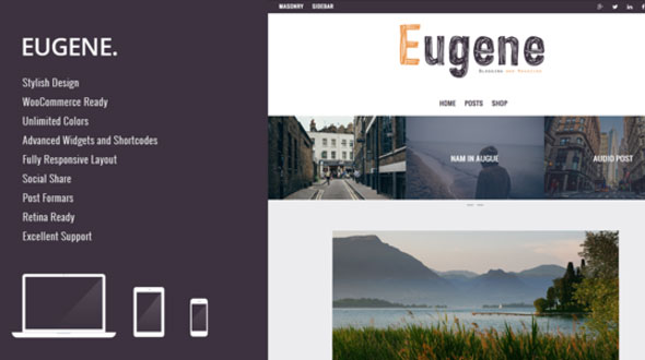  Eugene blog magazine WordPress theme [updated to v1.2]