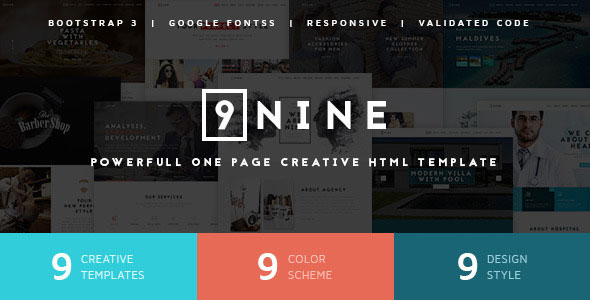 Nine 独特单页 HTML5模板 [ 更新至v1.0.7 ]