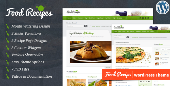  Food Recipes Food Catering WordPress Theme