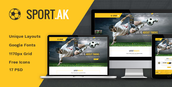Sport.AK 足球俱乐部体育运动 PSD网站模板