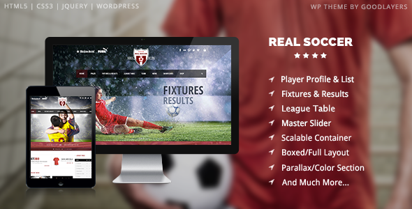 Real Soccer - 体育足球网站模板WordPress主题