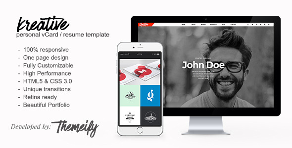 Kreative 个人简历 HTML5模板