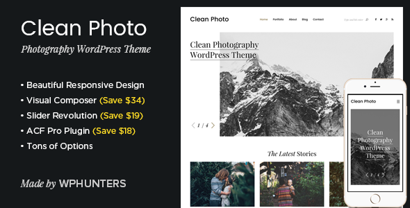 Clean Photo 摄影作品展示WordPress主题