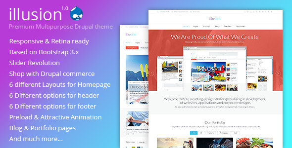 illusion - 高级多用途Drupal模板