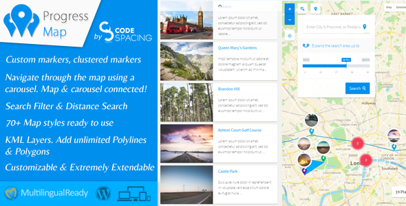 Progress Map Wordpress Plugin + Addons