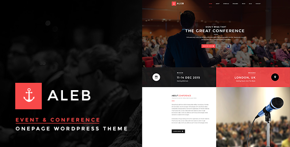  Aleb - Event Meeting Single Page WordPress Theme