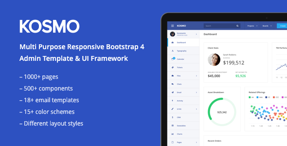 KOSMO - 多用途响应Bootstrap 4管理模板