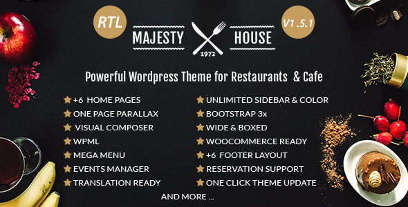 Majesty - 美食餐厅网站模板WordPress主题