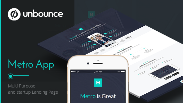 Metro App - 着陆页Unbounce模板