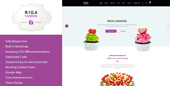 Riga - 冷饮糖果HTML模板