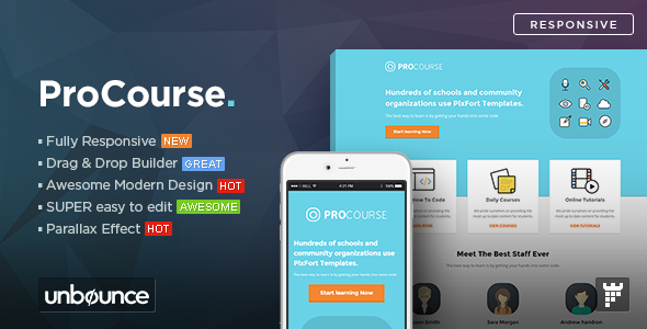ProCourse - 电子课程着陆页Unbounce模板