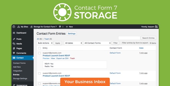 Storage for Contact Form CF7 联系表单存储数据库插件