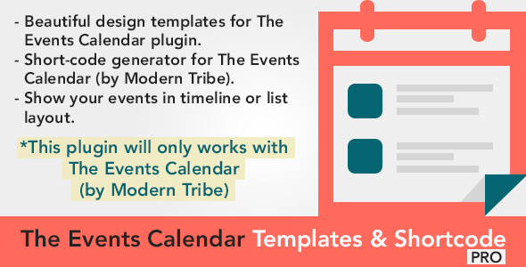 The Events Calendar Shortcode and Templates 日历活动扩展插件-云模板