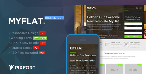 MYFLAT v1.1 - 房地产HTML着陆页