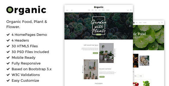 Organic - 植物/花卉/有机食品HTML5模板