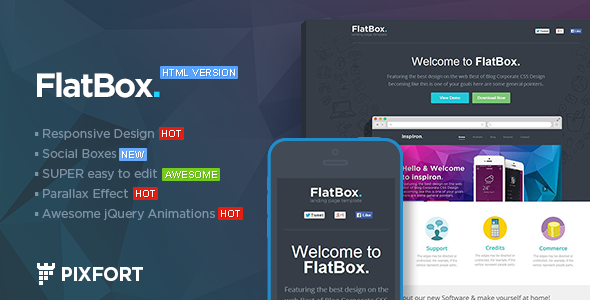 FlatBox - 软件着陆页HTML模板