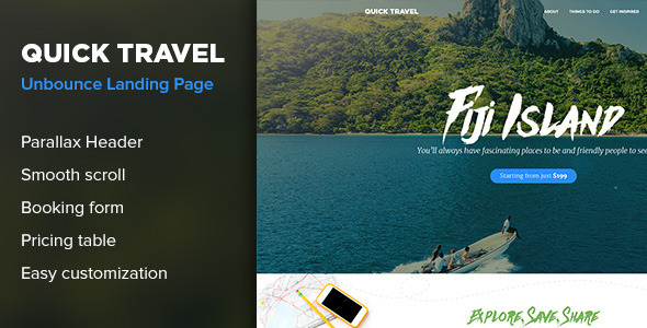  QuickTravel - Responsive Company Website Template Unbounce Landing Page