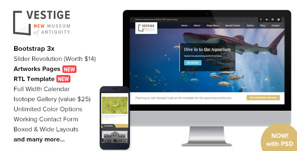 Vestige Museum - Responsive HTML5 Template