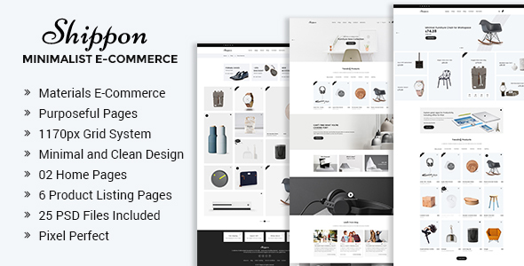 Shippon - 极简电子商务PSD模板