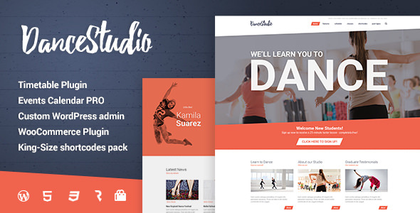 Dance Studio - WordPress Theme for Dancing Schools & Clubs