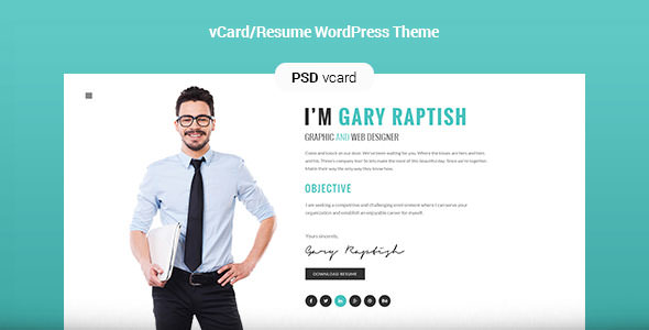 Raptish v1.2 - 个人vCard/Resume简历WordPress主题