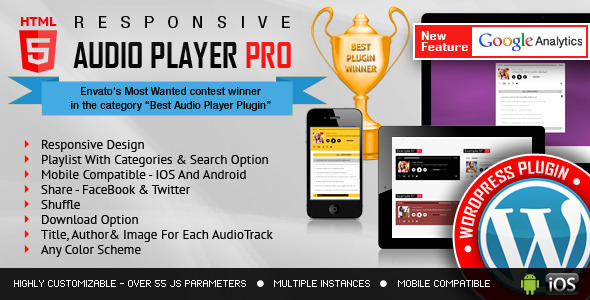 Responsive HTML5 Audio Player PRO 响应式音频播放器