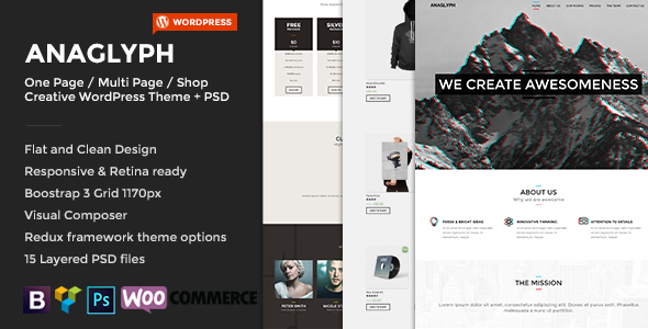 ANAGLYPH v4.1 - 单页多用途WordPress主题