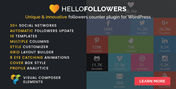 Hello Followers - 社交关注订阅统计WordPress插件