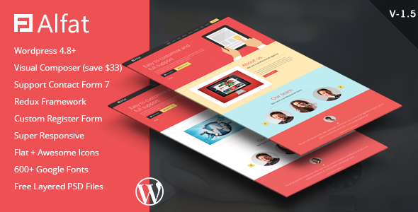 Alfat v1.5 - Super Flat Landing Page WP Theme