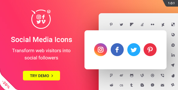 WordPress Social Media Icons  – 社交媒体图标WordPress插件