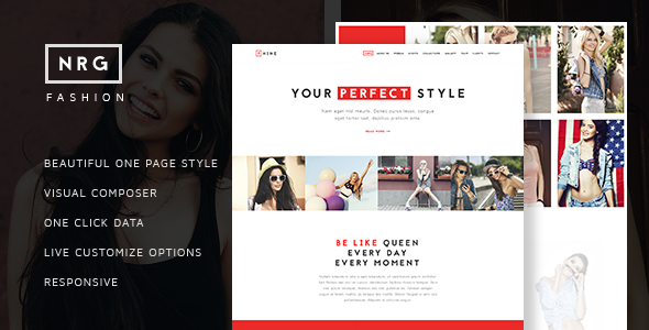  NRG Fashion - One page model website template WordPress theme