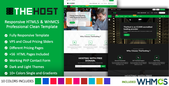 TheHost - Responsive HTML & WHMCS Latest Bootstrap Web Hosting Premium Template