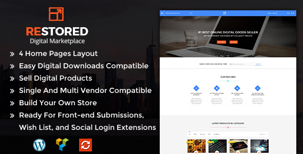  Restored MarketPlace - WordPress theme of digital market works sales